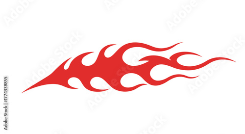 A simple stylized red flame graphic isolated on a white background