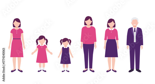 Illustration of a family showing different generations and stages of life