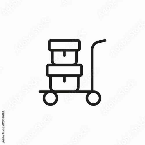 boxes on dolly icon sign vector