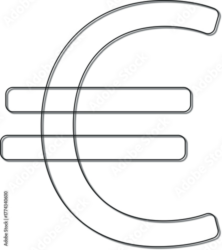 Simple outline of the euro currency symbol on a white background