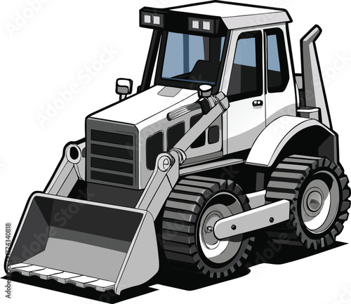 Compact Front End Loader Heavy Equipment Vector Art
