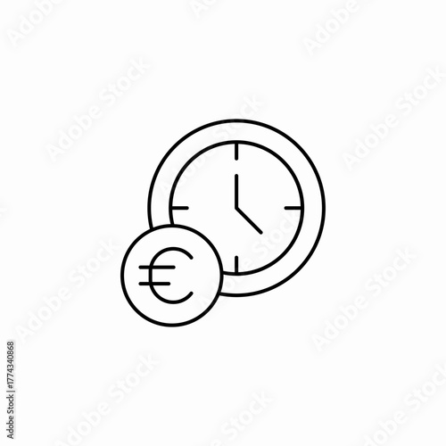 euro time clock finance icon sign vector