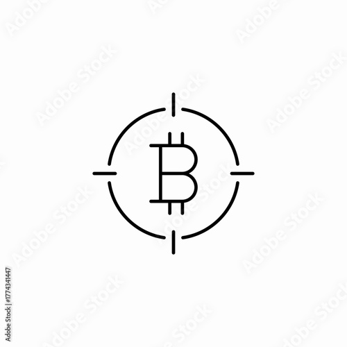 targeting bitcoin focus icon sign vector