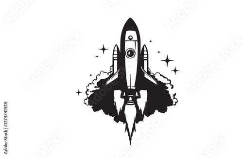 Rocket line icon, vector illustration