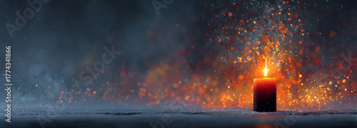 Burning Advent Candle - Abstract Christmas Backgroun
