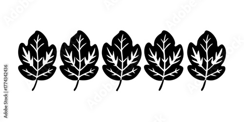 Six stylized leafy greens in a simple black and white silhouette.