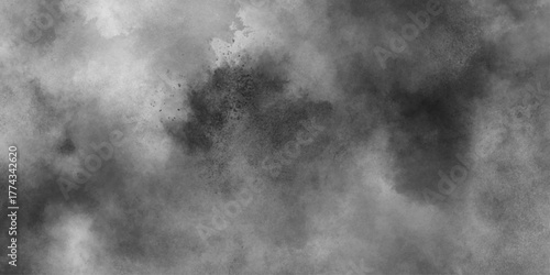 Abstract white and gray isolated cloud cumulus clouds. Gray aquarelle painted realistic fog or mist smoky textured canvas design. White and ash messy wall stucco texture background.	