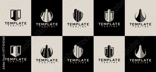 Luxury modern property building logo template set