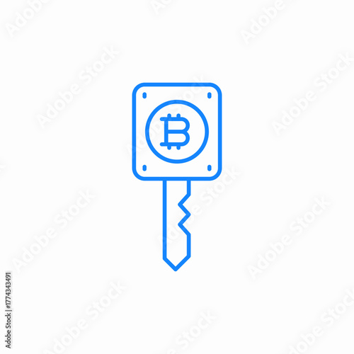 bitcoin key icon sign vector