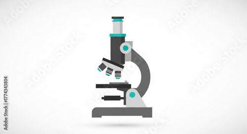 Microscope vector illustration for science education and laboratory research equipment and medical study tool