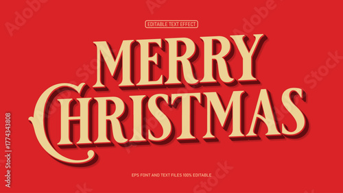 Merry christmas 3d text style vintage editable text effect