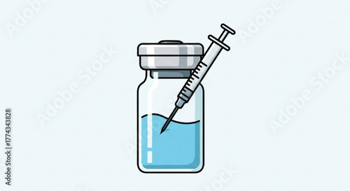 Vaccine injection syringe medical vial healthcare immunization treatment prevention shot flu 100 character
