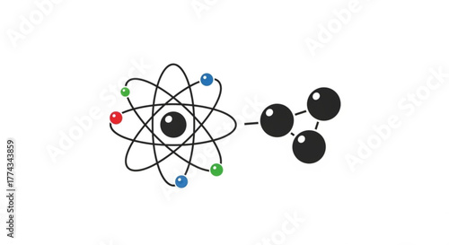 Atom structure molecule science education physics chemistry model research study diagram vector design