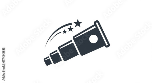 Telescope vector icon for astronomy and stargazing equipment with stars for science and exploration use