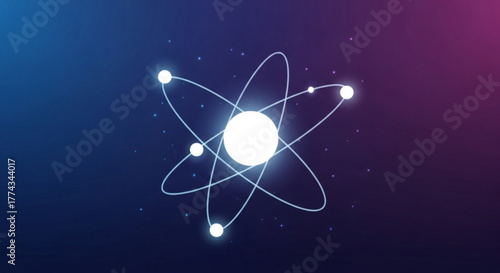 Atom structure illustration science physics chemistry model particle nucleus electron orbit design