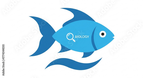 Blue fish biology education concept vector illustration for science and learning resources design project