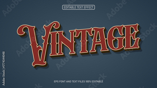 Vintage 3d text style editable text effect