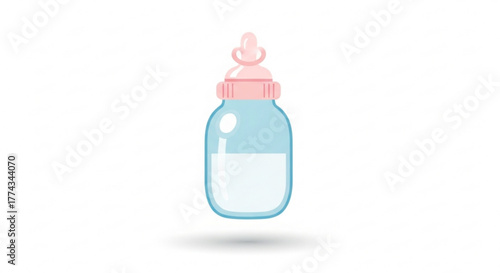 Baby bottle feeding milk container for newborn infant nutrition and care vector illustration design element