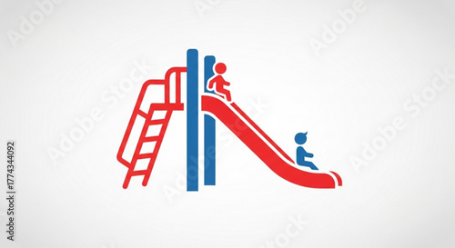 Childrens playground slide graphic vector illustration for kids park fun and recreation time activity 100