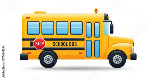 Cartoon school bus vector illustration for kids education and transportation design element, clipart image