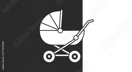 Baby stroller vector illustration for newborn baby transport and infant care with buggy pram carriage design