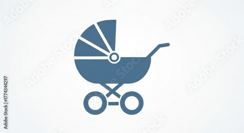 Baby stroller vector illustration, pram icon for newborn, baby transport and baby carriage design concept