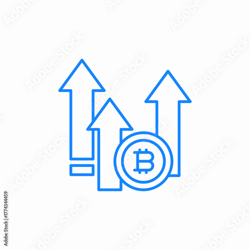crypto price increase icon sign vector