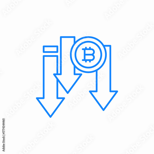 crypto price drop icon sign vector