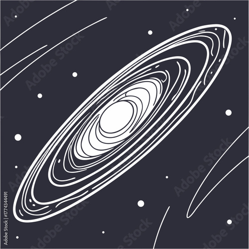 Abstract Galaxy or Black Hole Gravitational Pull Line Art Vector