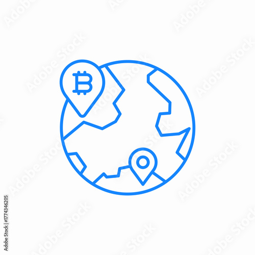 placeholder bitcoin pin icon sign vector