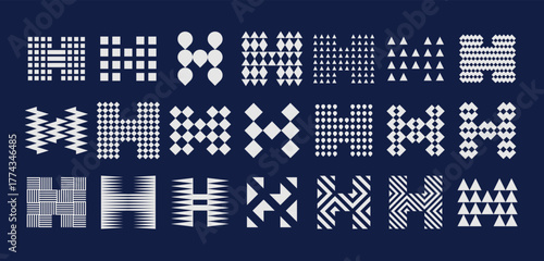 Set of luxury abstract initial H letter logo