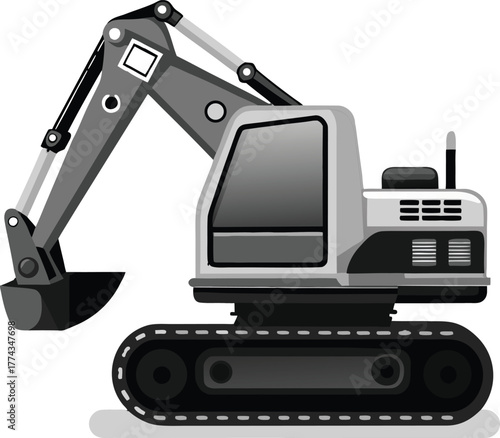 Compact Mini Excavator Tracked Construction Vehicle Icon