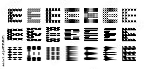 Modern ornament decorative letter E logo set