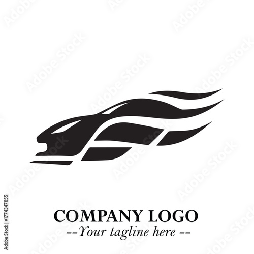 Car Running Fast Logo Symbol in Black on the White Background with Dynamic Speed Design