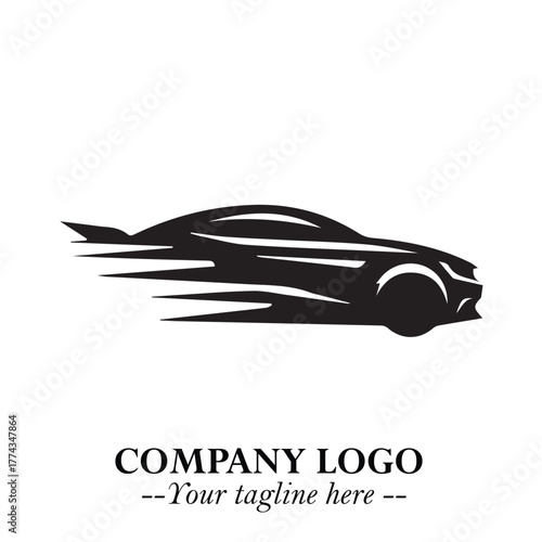 Car Running Fast Logo Symbol in Black on the White Background with Dynamic Speed Design