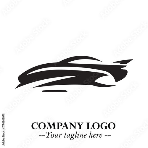 Car Running Fast Logo Symbol in Black on the White Background with Dynamic Speed Design