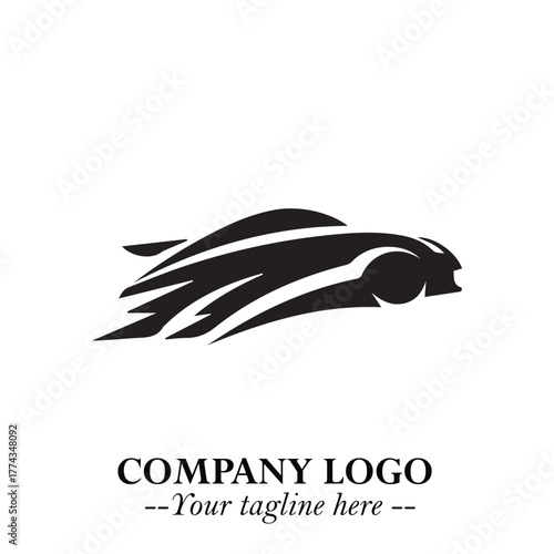 Car Running Fast Logo Symbol in Black on the White Background with Dynamic Speed Design