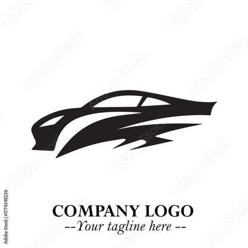 Car Running Fast Logo Symbol in Black on the White Background with Dynamic Speed Design