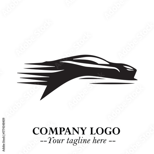 Car Running Fast Logo Symbol in Black on the White Background with Dynamic Speed Design