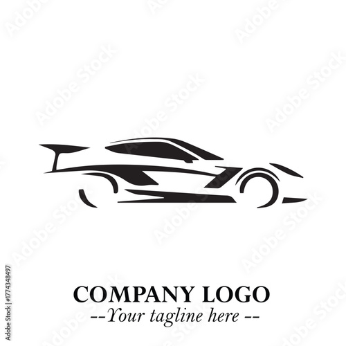 Car Running Fast Logo Symbol in Black on the White Background with Dynamic Speed Design