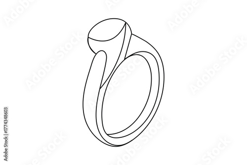 Simple continuous line drawing of diamond engagement ring for wedding concept