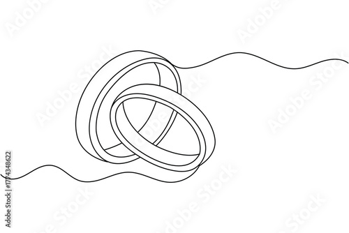 Simple continuous line drawing of diamond engagement ring for wedding concept