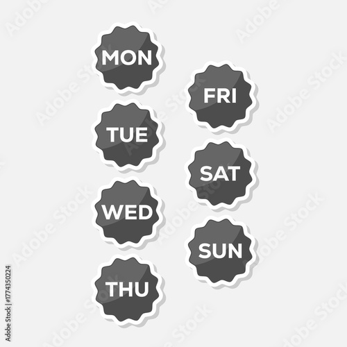 7 days of week icon. Week concept icon sticker isolated on gray background