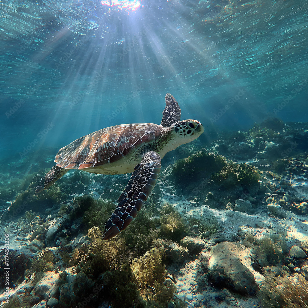 Obraz premium sea turtle swimming in the sea