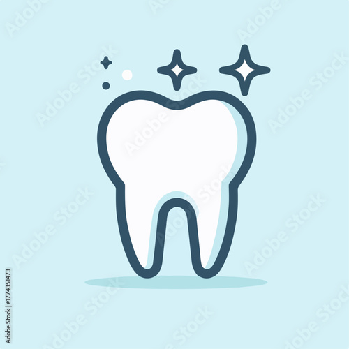 Flat tooth icon vector, dental care concept
