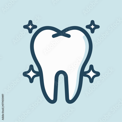 Flat tooth icon vector, dental care concept