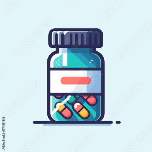 Flat vector of a pill bottle medicine concept