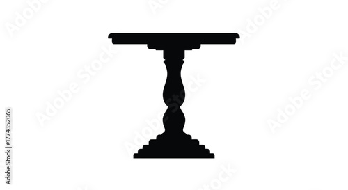 A simple black silhouette of a classic pedestal table design
