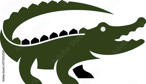 Flat crocodile vector icon with clean lines, suitable for education materials and digital design.