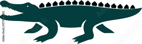 Modern crocodile silhouette vector, perfect for nature conservation, safari, and reptile projects.